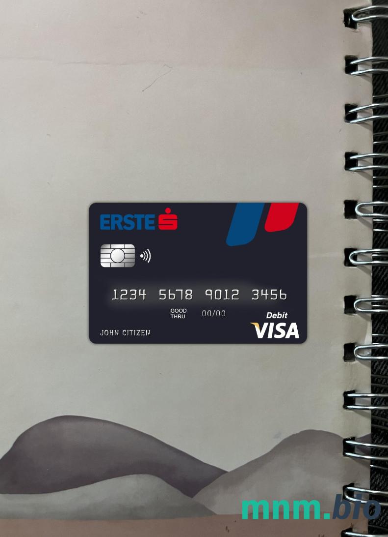 Austria Erste group bank wygląd zdjęcia karty wizowej skan PSD + zdjęcie